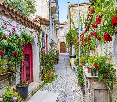 Street view of Alacati Town in the Turkey